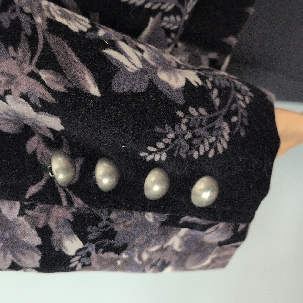 TanJay Velvet Floral Stand Up Collar Blazer Jacket Whimsigoth Boho Size 10 - Picture 11 of 17